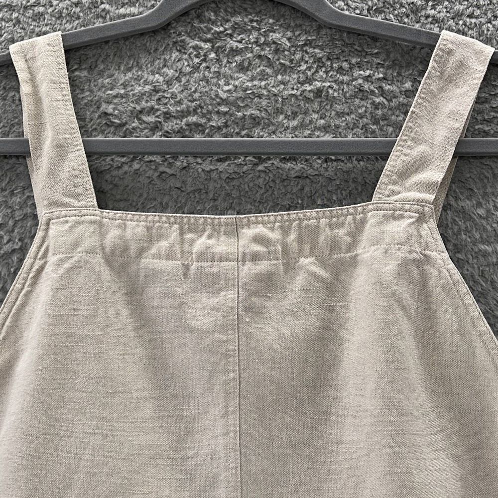 Vintage 90s Linen Blend Pinafore Jumper Maxi Dress Sleeveless Overall Indie - Picture 10 of 14